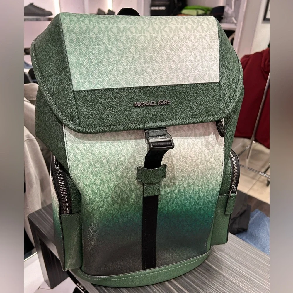 Men's Michael Kors dome Backpack cooper logo brown / green NWT - Picture 3 of 16